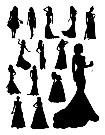 Beautiful lady detail silhouette. Vector, illustration. Good use for symbol, logo, web icon, mascot, sign, or any design you want.のイラスト素材
