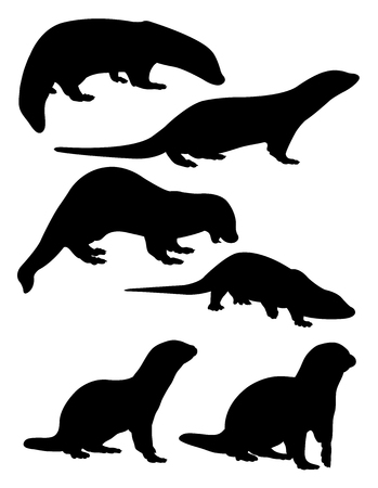 Silhouette of otter. Good use for symbol, web icon, mascot, sign, or any design you want.のイラスト素材