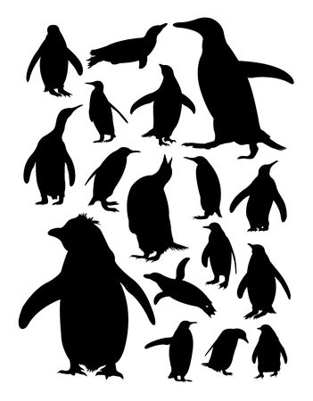 Silhouette of penguins. Good use for symbol, logo, web icon, mascot, sign, or any design you want.のイラスト素材