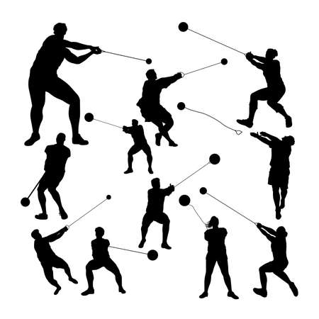 Hammer thrower athlete silhouettes. Good use for symbol,  icon, mascot, sign, or any design you want.のイラスト素材