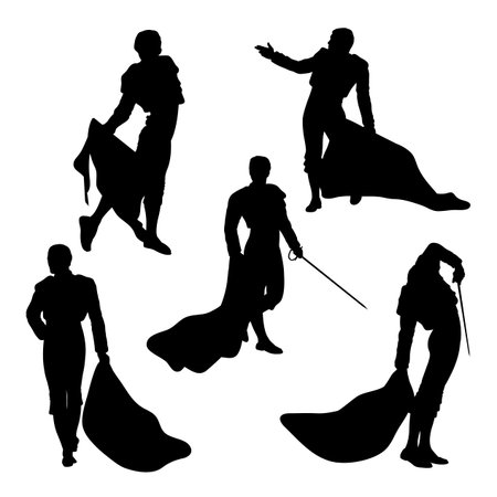Male matador silhouettes.のイラスト素材