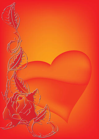 Background for Valentine's Day with a heart and a rose in vector formatのイラスト素材