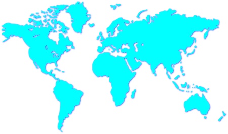 Blue world map isolated on white backgroundのイラスト素材
