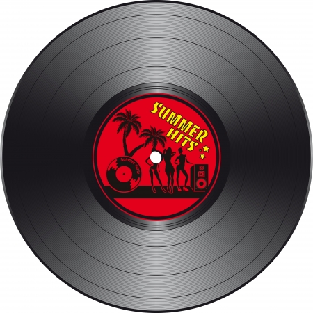 Vinyl record with summer hits label in vector formatのイラスト素材