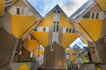 Yellow Cube Houses, Rotterdam, Hollandのeditorial素材