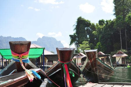Parked boats in a lake