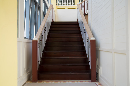 Wooden stairs in an old houseの写真素材