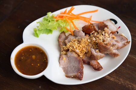 Charcoal-boiled pork neck,thaifoodの写真素材
