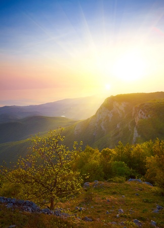 Sunrise in the mountainsの写真素材
