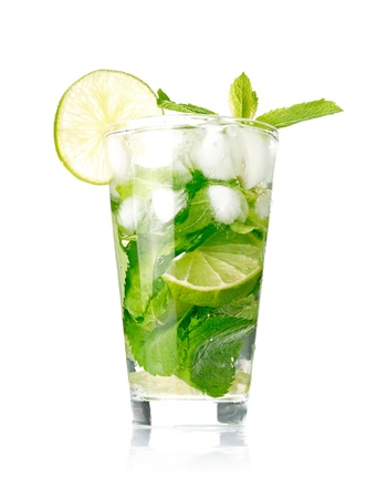 Mojito cocktail on white backgroundの写真素材