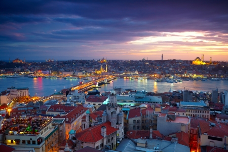 Istanbul Sunset Panoramaの写真素材
