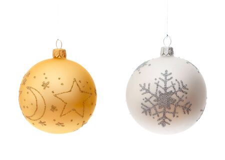 Christmas balls isolated on white backgroundの写真素材