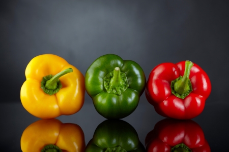 Sweet pepper on dark backgroundの写真素材