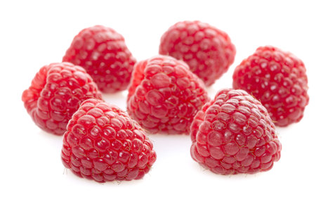 Raspberry fruit isolated on white background