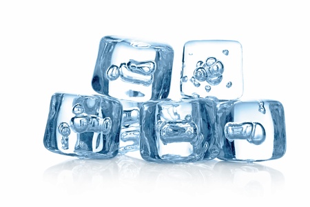 Ice cubes isolated on white backgroundの写真素材