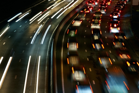 Night traffic light of big cityの写真素材