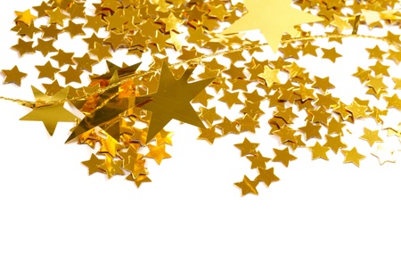 Golden stars isolated on white backgroundの写真素材