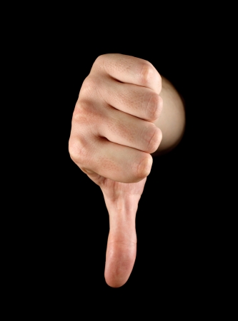 Thumb down isolated on black background
の写真素材