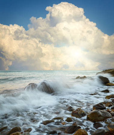 Summer landscape with sea and blue skyの写真素材