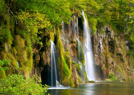 Waterfall in the forestの写真素材