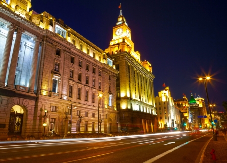 Shanghai in the night time. View from the bundの写真素材