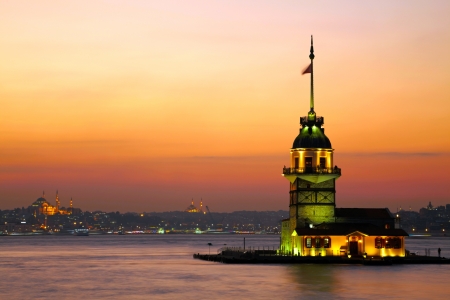 Maiden's Tower (Kiz Kulesi). Istanbul, Turkeyの写真素材