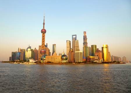 Shanghai skyline. View from the bundの写真素材