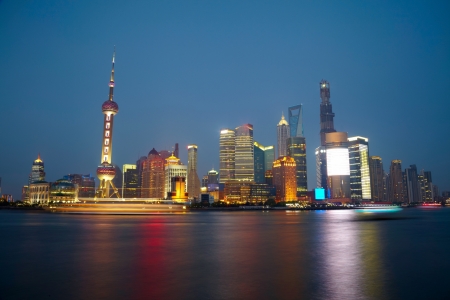 Shanghai skyscrapers. Classical view from bundの写真素材