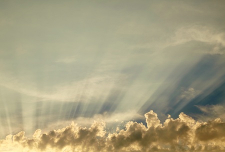 Sunbeams and cloudsの写真素材