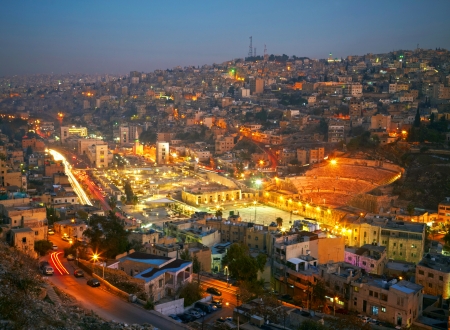 Night lights of Amman - capital of Jordanのeditorial素材