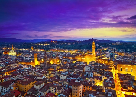 Night view of Florence, Italy. HDRの写真素材