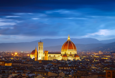 After sunset view of Cathedral  Santa Maria del Fiore. Florence, Italyの写真素材