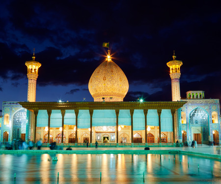 SHIRAZ, IRAN - March 01, 2016: Shah Cheragh mosque after sunset. Shiraz, Iranのeditorial素材
