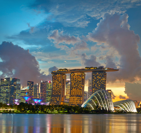 Singapore Skyline after sunsetのeditorial素材