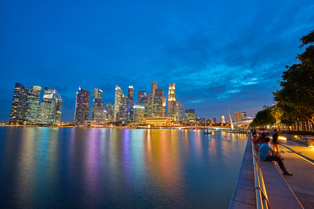 Singapore Cityscape after sunsetのeditorial素材