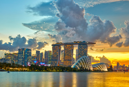 Singapore city skyline at sunsetのeditorial素材