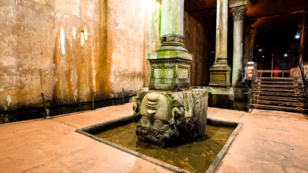 ancient water storage Basilica Cistern in Istanbul Turkeyの写真素材