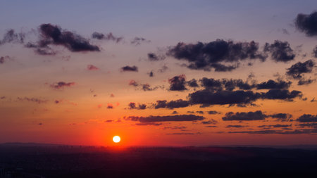 Istanbul skyline with buildings silhouette at sunset