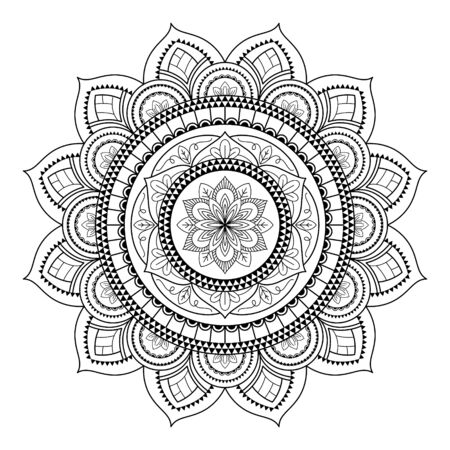 Mandala isolated on the white background. Template for coloring book page. Oriental mystical patternのイラスト素材