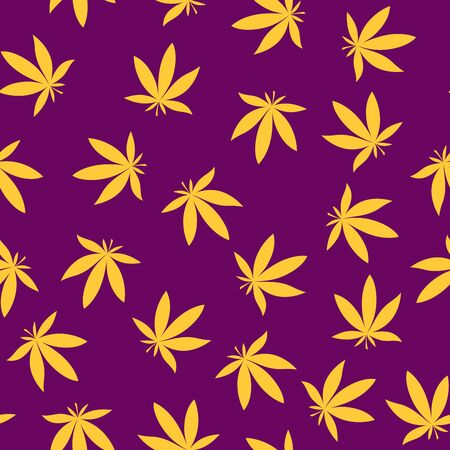 Cannabis marijuana leaves seamless pattern. Contrast colorsのイラスト素材