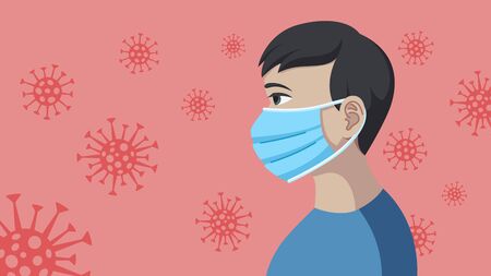 Man in a medical mask. Coronavirus precautionsのイラスト素材