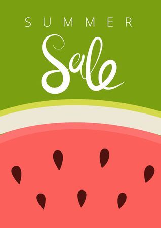 Summer sale bunner. Watermelon background and sale lettering. Stock vector illustrationのイラスト素材