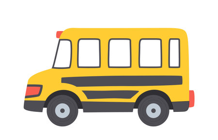 School bus flat on white background. School transport for children.