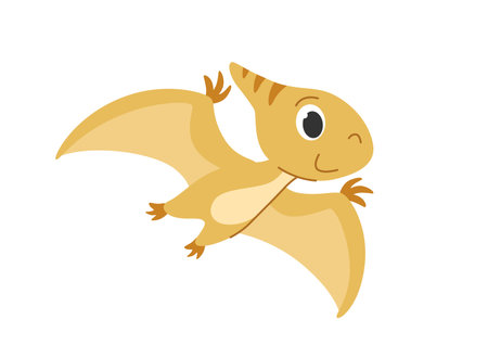 Childrens cartoon dinosaur Cute little prehistoric animal. Vector illustration on white background.のイラスト素材