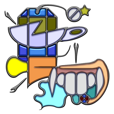 Nut, the word nut shaped like pictographic complex composition のイラスト素材