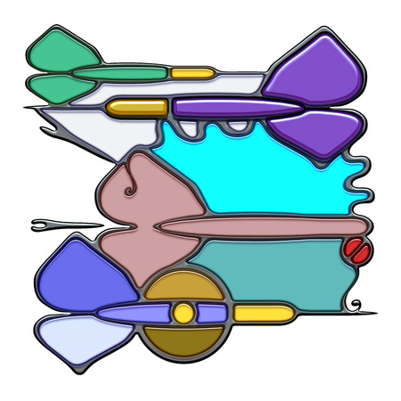 Dart, the word dart shaped like pictographic complex composition のイラスト素材