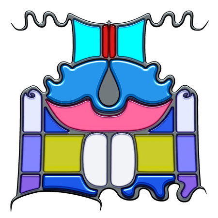 Water, the word water shaped like pictographic complex composition. Waves of air in a mouth with grate and bolts.のイラスト素材