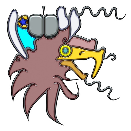 House, the word house shaped like pictographic complex composition. A denture with waves of air on a head of eagle.のイラスト素材