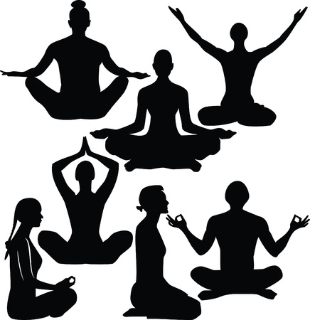 illustration of yoga people のイラスト素材