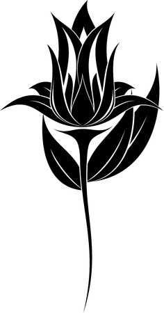 illustration of flowers silhouetteのイラスト素材